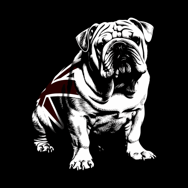 British Bulldog Union Jack Illustration - Patriotic Dog Design by TeeTrendz