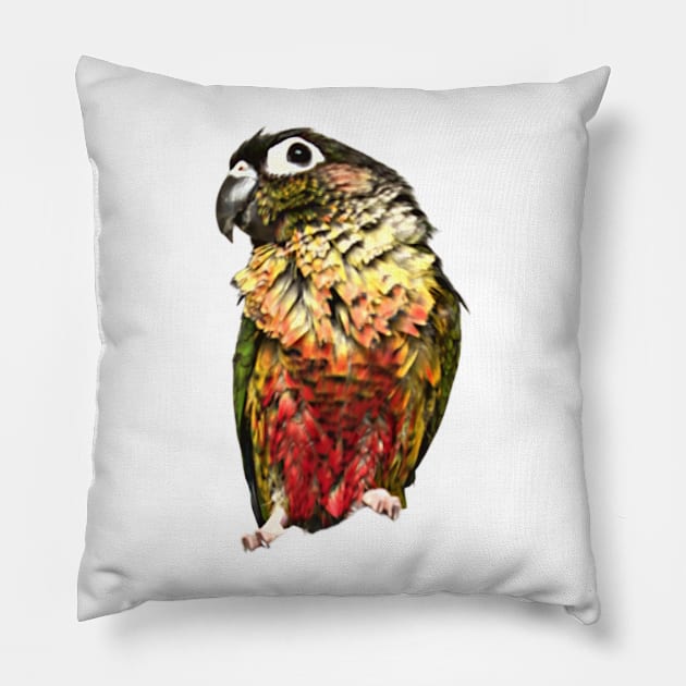 Green Cheek Conure Parrot Bird design, Love for birds Pillow by TatianaLG