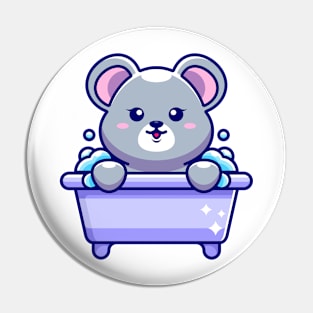 Cute mouse in a bathtub cartoon character Pin