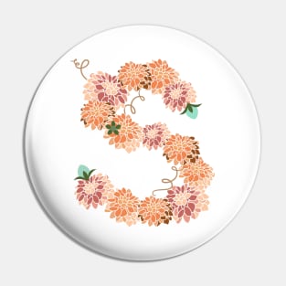 Letter S Floral Pin