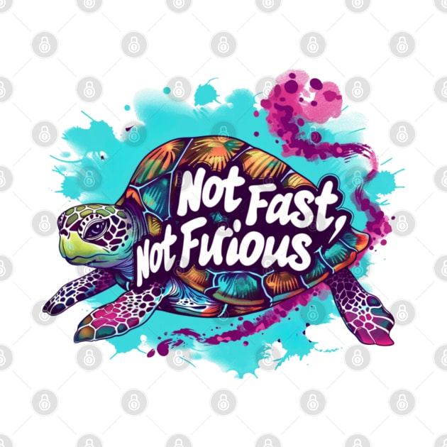 Not fast, Not Furious, turtle, watercolor, gift ideas by Pattyld