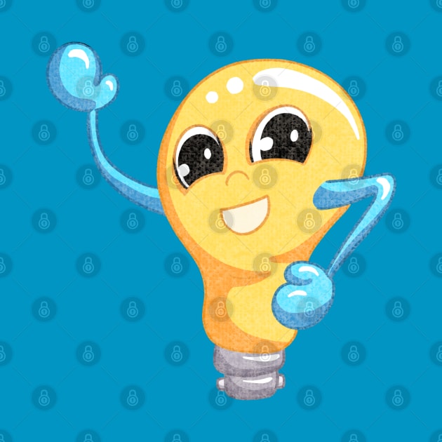 Cartoon Bright Idea Light Bulb Lightbulb Smiling and Waving by Squeeb Creative