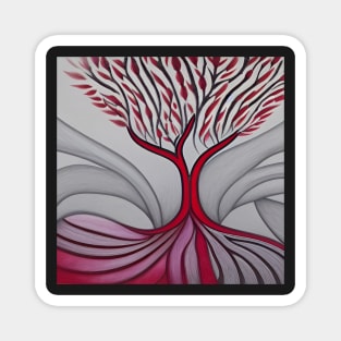 Lone Tree in Red and Gray Magnet