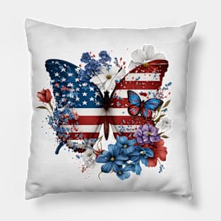 Patriotic Butterfly, 4th of July Design Pillow