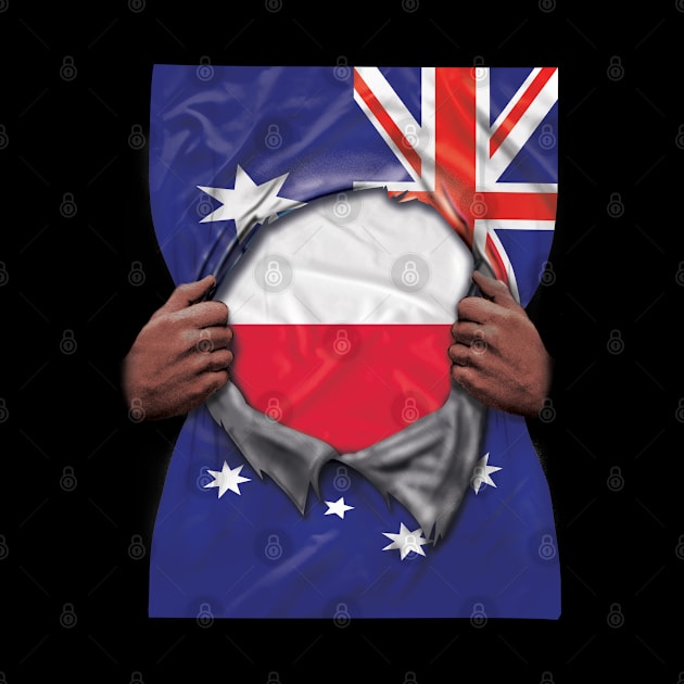 Poland Flag Australian Flag Ripped - Gift for Polish From Poland by Country Flags