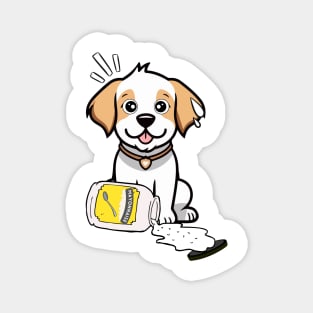 Funny Happy Dog spilled mayonnaise Magnet