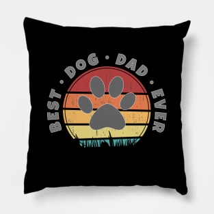 Best Dog Dad Ever Retro Sunset Vector Graphics Pillow