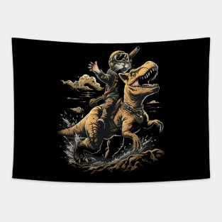 Cat Dinosaur Trio Tapestry