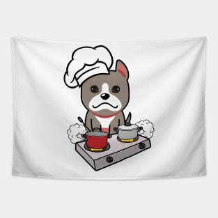 Cute grey dog is cooking Tapestry