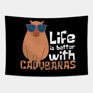 Life Is Better With Capybaras Funny Tapestry