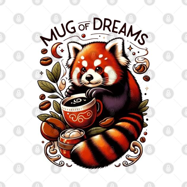 Whimsical Coffee Companion: Red Panda & 'Mug of Dreams by WEARWORLD