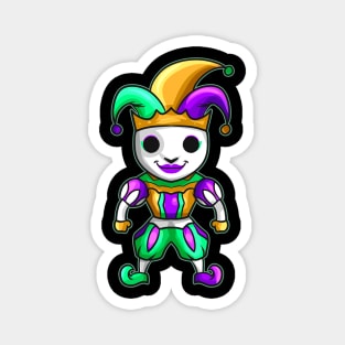 Cute Kawaii Jester With Mask For Mardi Gras Magnet