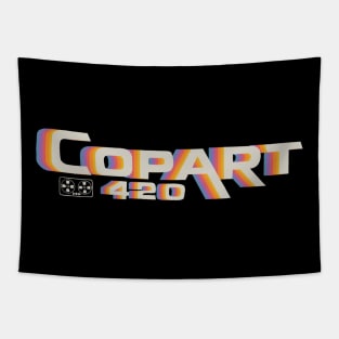 CopARt420 logo. White on Black VHS Design Tapestry