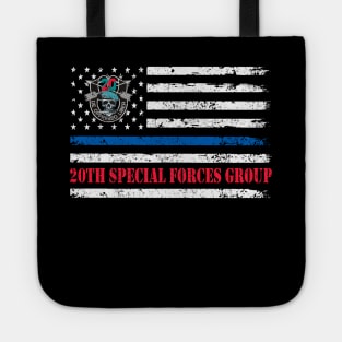 20th Special Forces Group Skull American Flag VeteranDe Oppresso Liber SFG - Gift for Veterans Day 4th of July or Patriotic Memorial Day Tote