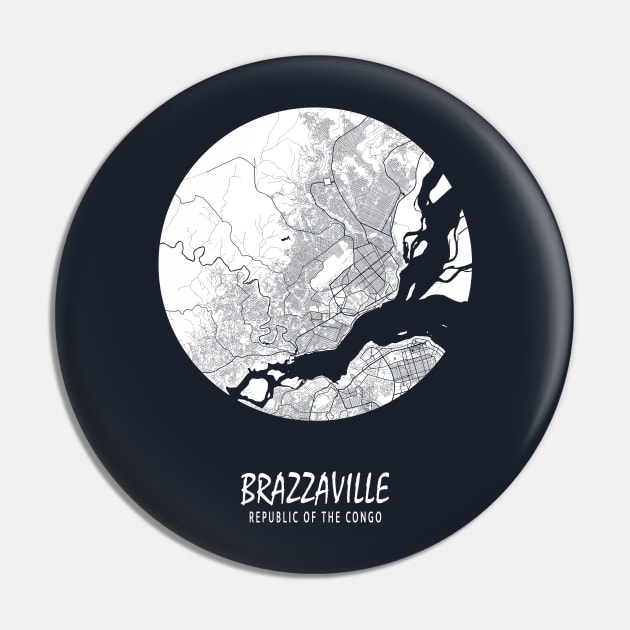 Brazzaville, Republic of the Congo City Map - Full Moon Pin by deMAP Studio