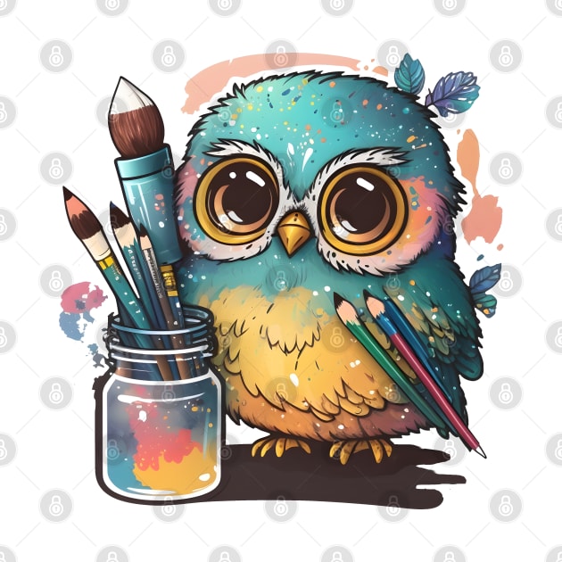 Super Cute Artist Owl by StoneCreation