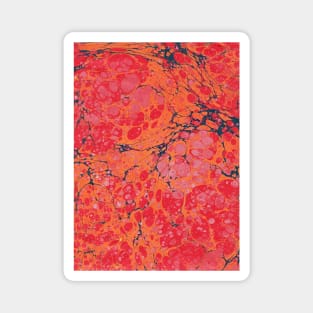 Orange red and purples marbled paper Magnet