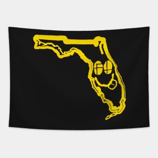 FL Eyes Florida Grunge Smiling Face Black Background Tapestry