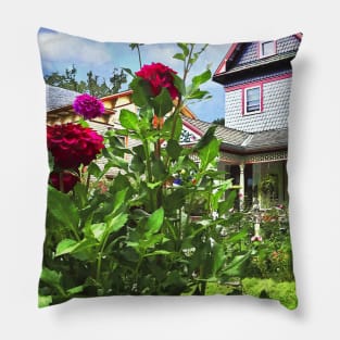 Belvidere NJ - Dahlias in Front Garden Pillow