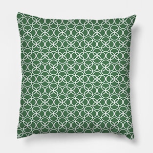 Overlapping Ellipse From Green and Dusty Blue Abstract Collection Pillow