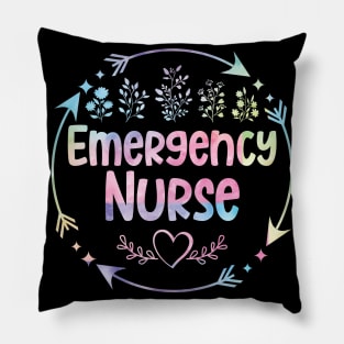 Emergency Nurse cute floral watercolor Pillow