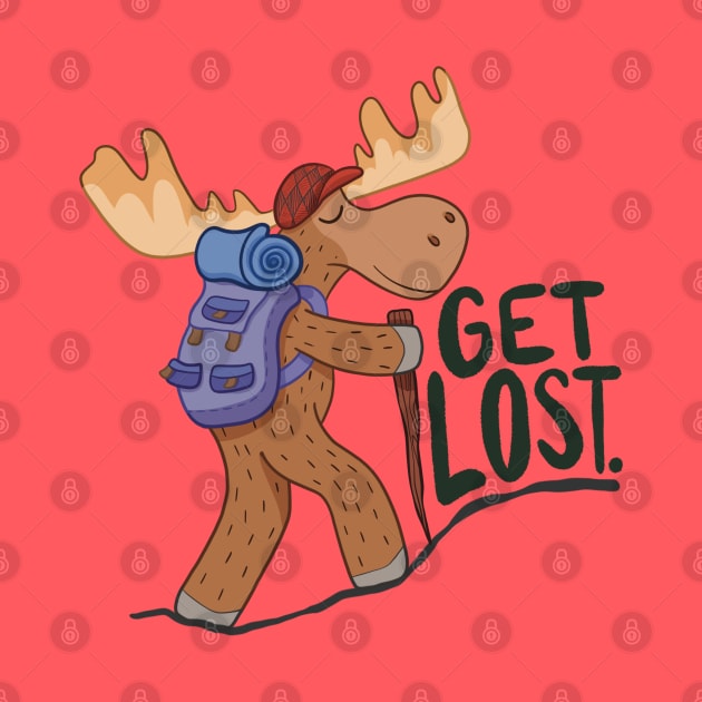 Hiking Moose by ehaswellart