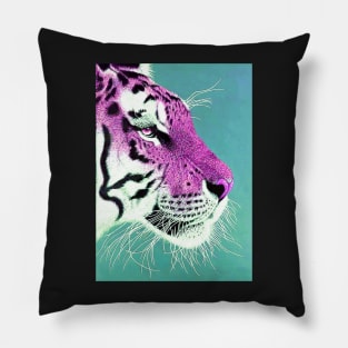 Fuchsia pink and white ombre tiger Pillow