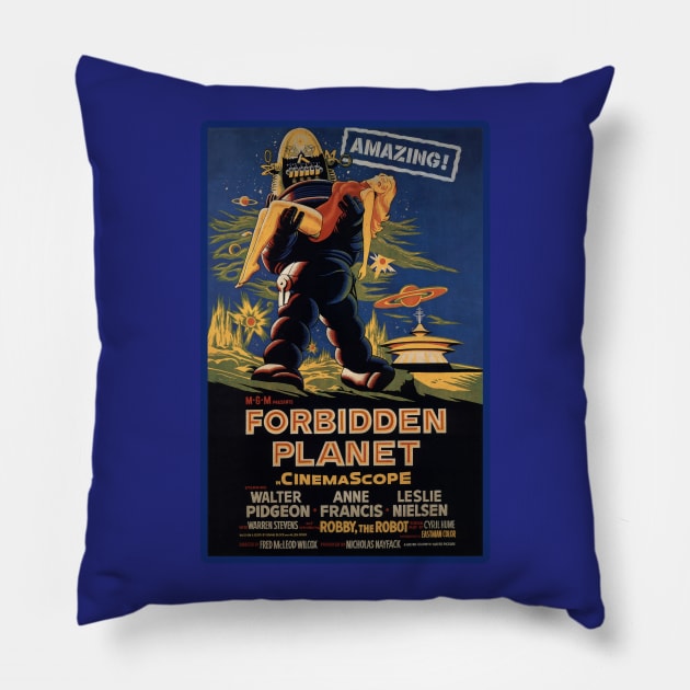 FORBIDDEN PLANET Movie Poster Pillow by Scarebaby