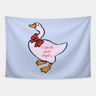 i can be yuor angle...or yuor devil white goose with dandy red ribbon Tapestry