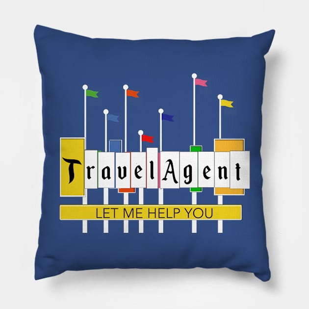 Travel Agent Land Pillow by EnchantedTikiTees