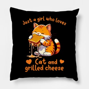 Just A Girl Who Loves Cat And Grilled Cheese Feline Cat Mom Pillow