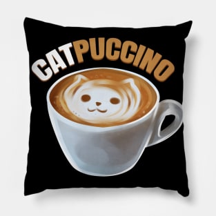 Cat And Cappucino Makes Catpuccino In A Cup On Purrsday Pillow