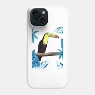 Toucan with tropical leaves Phone Case