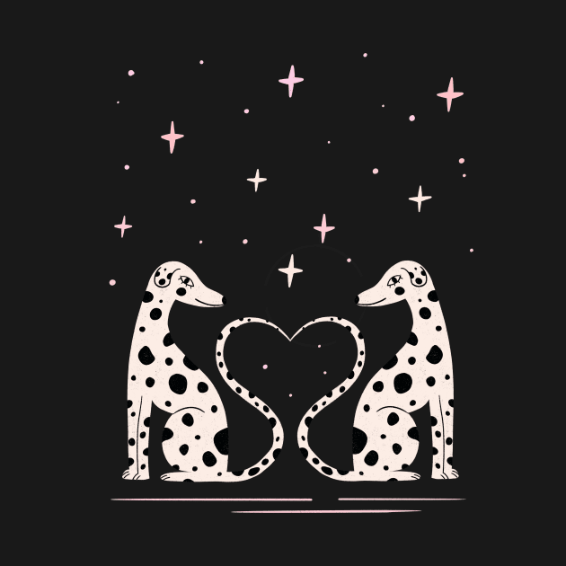 Pink Dalmatian illustration. Dogs Lovers art for valentine day gift by WeirdyTales