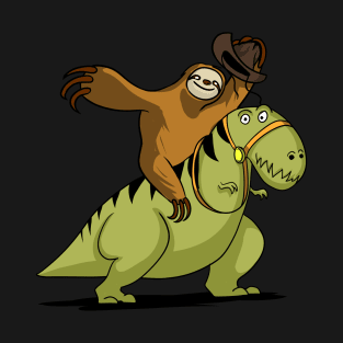 Sloth Cowboy Riding T-Rex Dinosaur T-Shirt