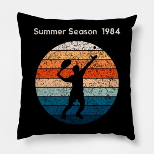 Summer Season 1984 Retro Tennis Outdoor Sports Retro Sunset Design Pillow