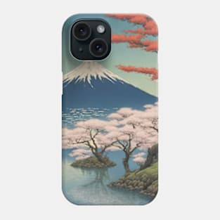 beautiful art of mt fuji japan kawase hasui style art Phone Case