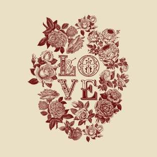 Love Typography Vintage Rose T-Shirt