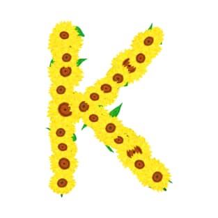 Sunflowers Initial Letter K (White Background) T-Shirt