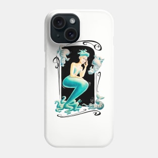 Turquoise mermaid and cat fish Phone Case