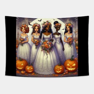 Halloween Bride and Bridesmaids Tapestry