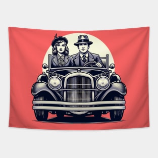 Classic Bonnie and Clyde Getaway Tapestry