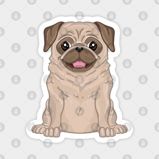 Cute pug puppy Magnet by HamilcArt