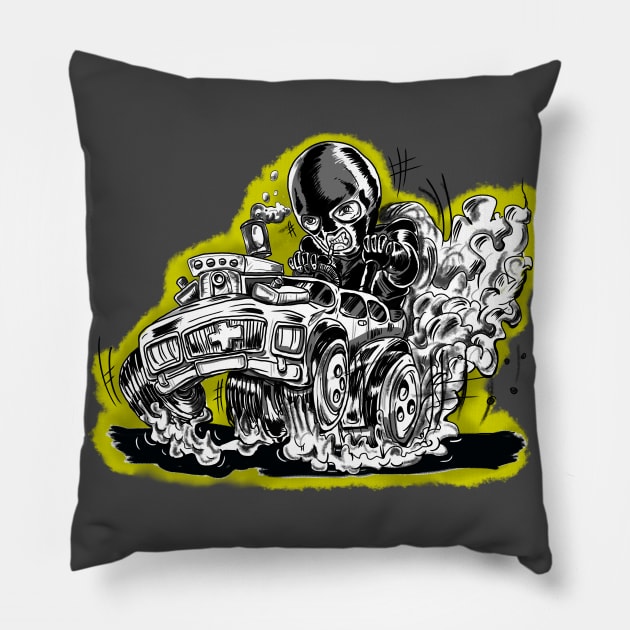 Hard Driving Hot Rodding Masked Man Pillow by silentrob668