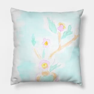 ikebana, plant, flower, floral, spring, nature, still life, holiday, decor, spring, watercolor, light Pillow