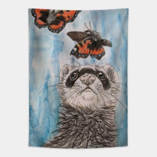 Ferret with butterflies Tapestry