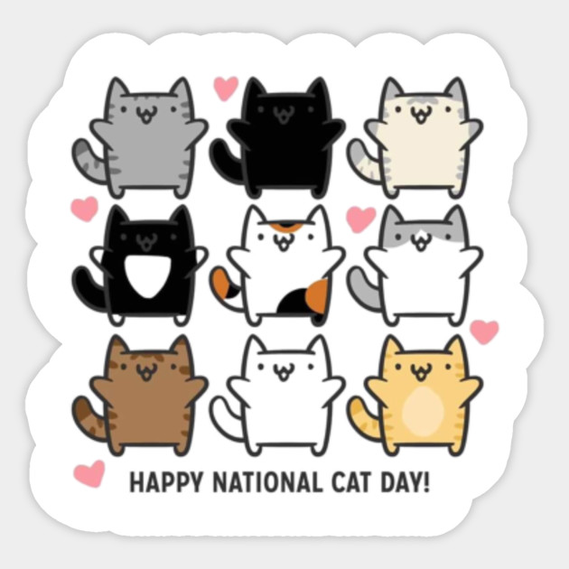 Happy National Cat Day Happy National Cat Day Sticker Teepublic