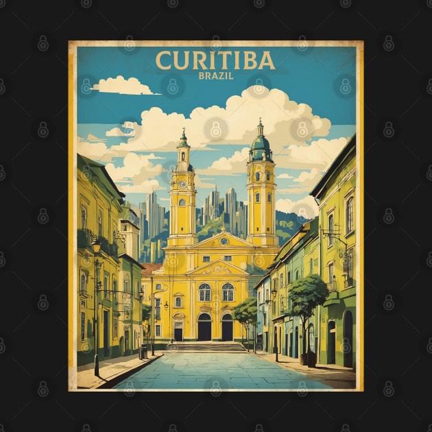 Curitiba Brazil Vintage Tourism Travel Poster by TravelersGems