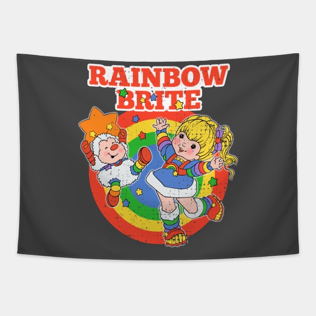 Distressed Rainbow Brite Tapestry by Unfluid