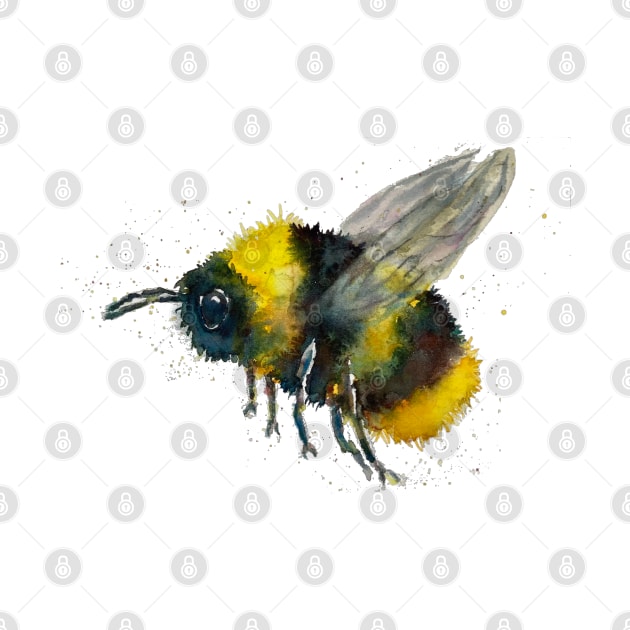 Cute Fuzzy Bee Lover Watercolor by CunninghamWatercolors